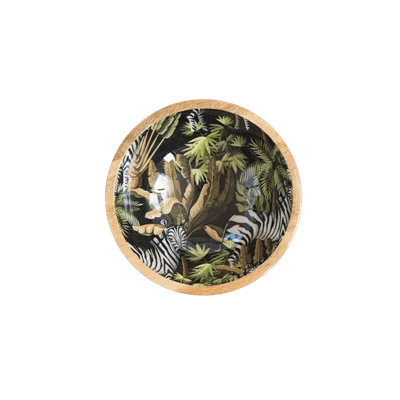 By Room Schaal Rond ø 18 Cm Mangohout Zebra In Jungle 3 By Room Schaal Rond ø 18 Cm Mangohout Zebra In Jungle